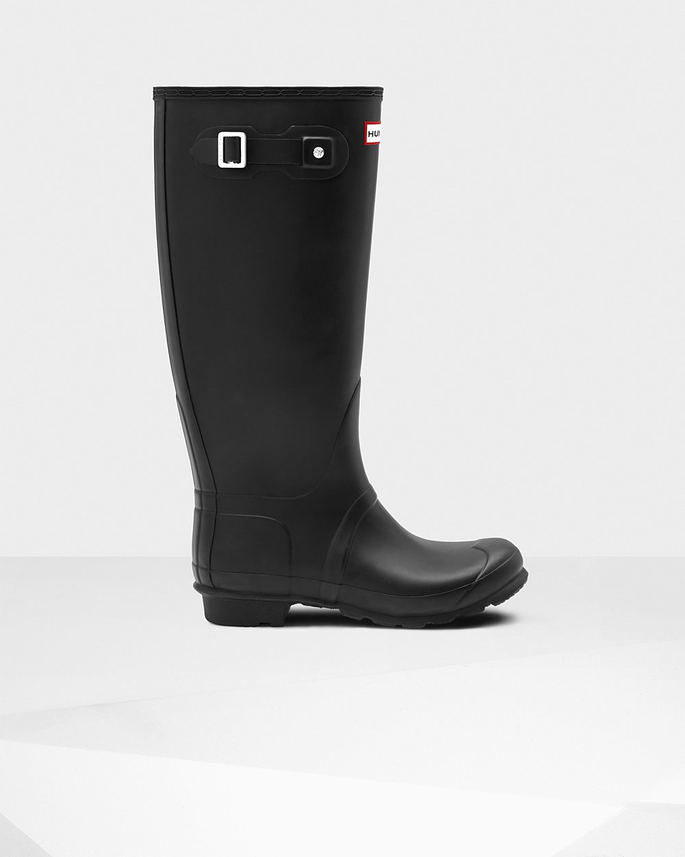 Womens Wide Fit Rain Boots - Hunter Original Tall Leg (83KNZMJDQ) - Black